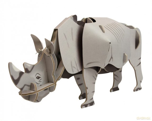 Build Your Own Moving White Rhino - Pull Tab Head Movement Action - Eco Friendly Cardboard Craft Kit - Ages 8+ [KSIĄŻKA]