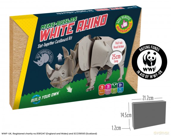 Build Your Own Moving White Rhino - Pull Tab Head Movement Action - Eco Friendly Cardboard Craft Kit - Ages 8+ [KSIĄŻKA]