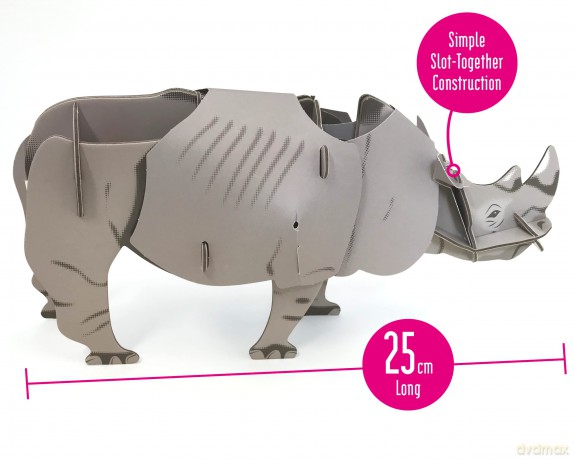 Build Your Own Moving White Rhino - Pull Tab Head Movement Action - Eco Friendly Cardboard Craft Kit - Ages 8+ [KSIĄŻKA]