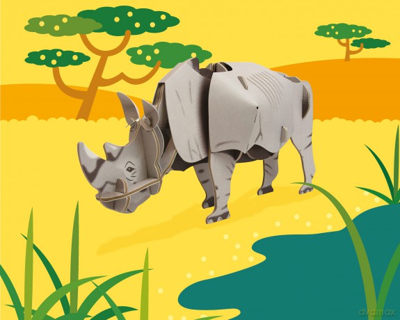 Build Your Own Moving White Rhino - Pull Tab Head Movement Action - Eco Friendly Cardboard Craft Kit - Ages 8+ [KSIĄŻKA]