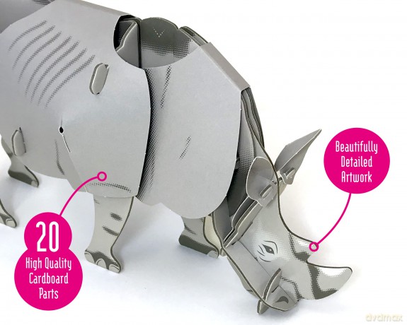 Build Your Own Moving White Rhino - Pull Tab Head Movement Action - Eco Friendly Cardboard Craft Kit - Ages 8+ [KSIĄŻKA]