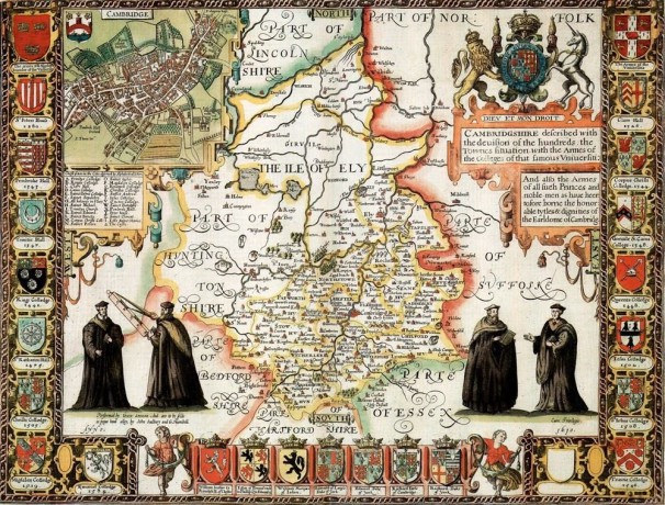 Cambridgeshire 1610 Historical Map 1000 Piece Jigsaw Puzzle With Free print Guide [GRA]