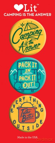 Camping is the Answer 3 Badge Set: LoveLit Button Assortment - Gibbs-Smith Gibbs-Smith [KSIĄŻKA]