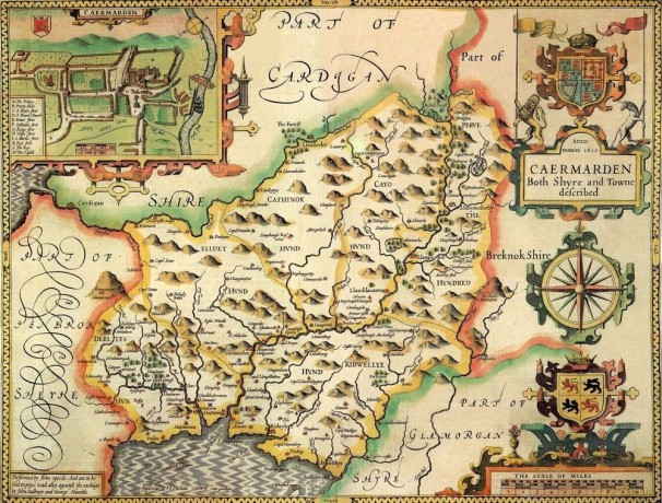 Carmarthenshire Historical Map 1000 Piece Jigsaw Puzzle (1610). Free print! [GRA]