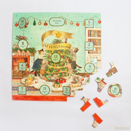 Cat Family Christmas Lift-the-Flap Puzzle: Count down to Christmas: 12 flaps: 76 pieces (Volume 2) - Lucy Brownridge [KSIĄŻKA]