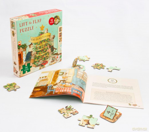 Cat Family Christmas Lift-the-Flap Puzzle: Count down to Christmas: 12 flaps: 76 pieces (Volume 2) - Lucy Brownridge [KSIĄŻKA]
