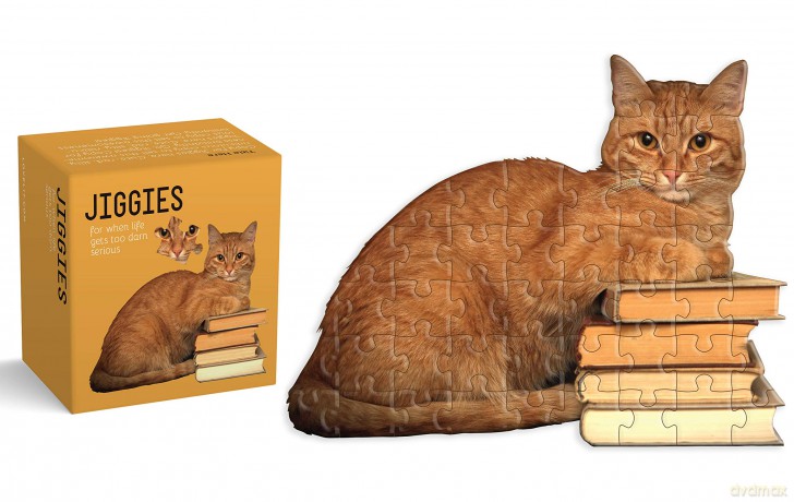 Cat Reader Jiggie: Die-Cut 81-Piece Jigsaw Puzzle - Gibbs Smith [PUZZLE]