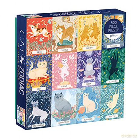Cat Zodiac 500 Piece Puzzle - Sarah McMenemy [KALENDARZ]