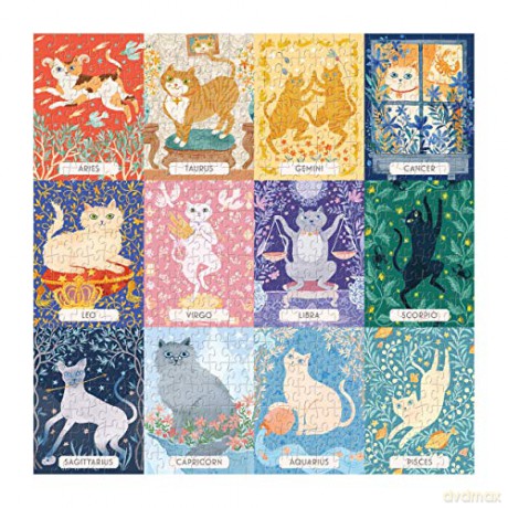 Cat Zodiac 500 Piece Puzzle - Sarah McMenemy [KALENDARZ]