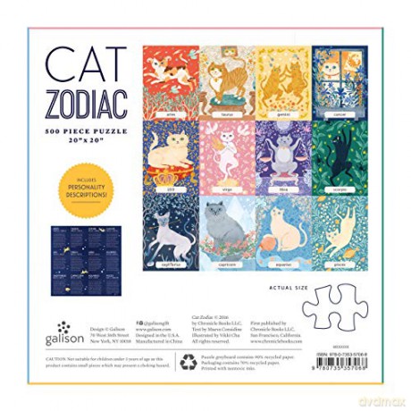 Cat Zodiac 500 Piece Puzzle - Sarah McMenemy [KALENDARZ]
