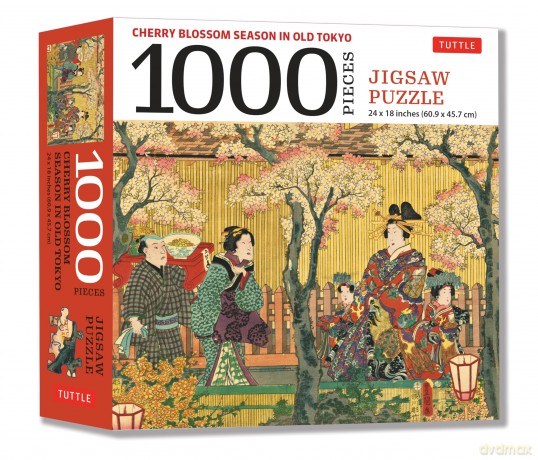 Cherry Blossom Season in Old Tokyo Jigsaw Puzzle 1,000 piece: Woodblock Print by Utagawa Kunisada (Finished Size 24 in X 18 in) [PUZZLE]