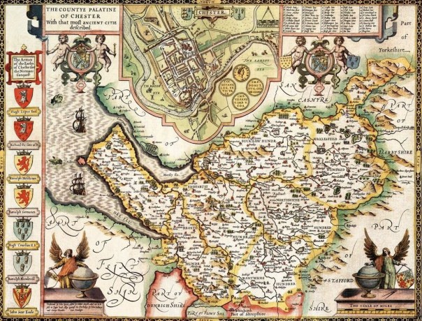 Cheshire Historical Map 1000 Piece Jigsaw Puzzle (1610). Free print! [GRA]