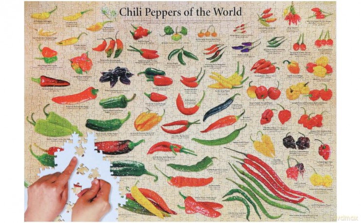 Chili Peppers of the World - 1000 Piece Jigsaw Puzzle: For Adults and Families - Finished Puzzle Size 29 X 20 Inch (74 X 51 CM); A3 Sized Poster [KSIĄŻKA]
