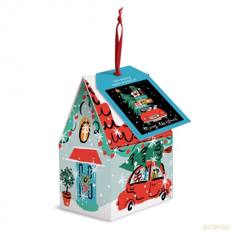 Christmas Car 130 Piece Puzzle Ornament - Louise Cunningham [PUZZLE]