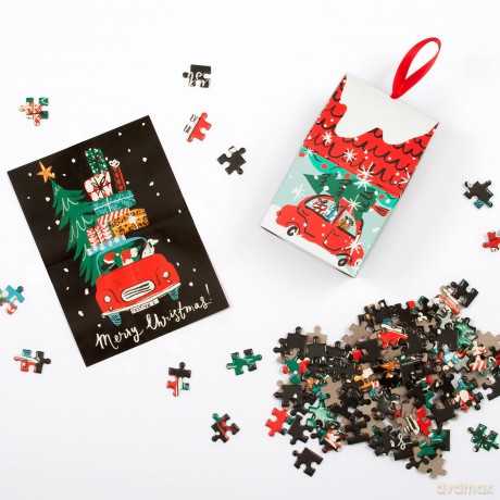Christmas Car 130 Piece Puzzle Ornament - Louise Cunningham [PUZZLE]