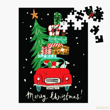 Christmas Car 130 Piece Puzzle Ornament - Louise Cunningham [PUZZLE]