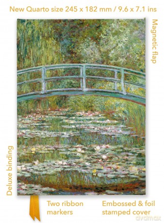 Claude Monet: Bridge over a Pond of Water Lilies (Foiled Quarto Journal) (Flame Tree Quarto Notebook) - Flame Tree Studio [KALENDARZ]