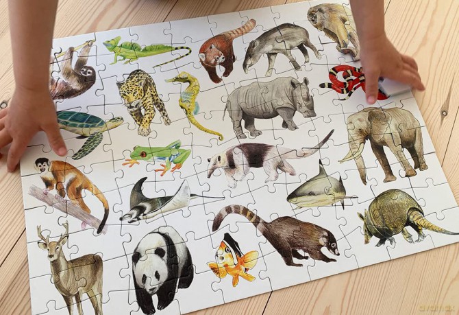 Cloudberries Animals Puzzle, 100 Piece Puzzles for Kids, Modern 100 Piece Animal Puzzle for Kids, Cute Jigsaw Puzzles for Kids Age 4-8, Wildlife Puzzles for Kids [PUZZLE]