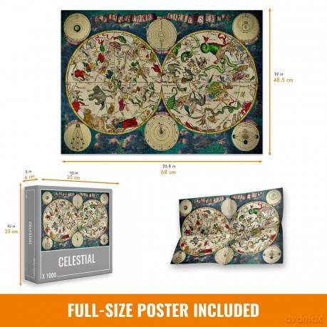Cloudberries Celestial Jigsaw - 1000 Piece Jigsaw Puzzles for Adults with Vintage Astronomy, Star Map and Constellation Theme, Space Puzzles 1000 Pieces, Starry Night Puzzle [PUZZLE]