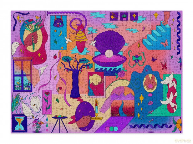Cloudberries Daydream Puzzle, Cool 1000 Piece Jigsaw Puzzles for Adults, Featuring Surreal Modern Art in Fun Pinks and Purples, Beautiful Puzzles for Adults [PUZZLE]