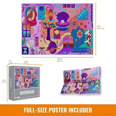 Cloudberries Daydream Puzzle, Cool 1000 Piece Jigsaw Puzzles for Adults, Featuring Surreal Modern Art in Fun Pinks and Purples, Beautiful Puzzles for Adults [PUZZLE]