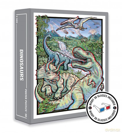 Cloudberries Dinosaurs Puzzle, 3D Jigsaw Puzzle for Adults with Fun, Retro Dinosaur Theme, 500 Piece Puzzles, 3D Glasses Puzzle, Dinosaur Jigsaw [PUZZLE]