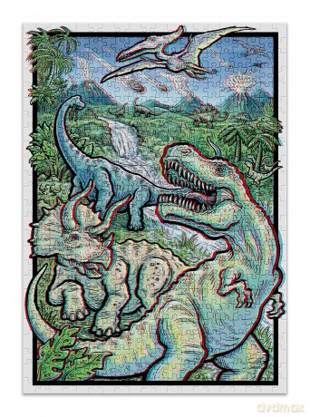 Cloudberries Dinosaurs Puzzle, 3D Jigsaw Puzzle for Adults with Fun, Retro Dinosaur Theme, 500 Piece Puzzles, 3D Glasses Puzzle, Dinosaur Jigsaw [PUZZLE]