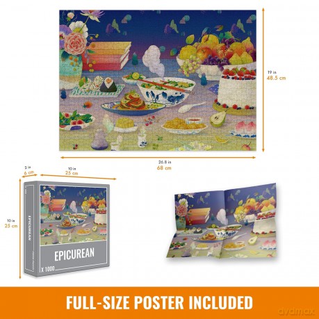 Cloudberries Epicurean Puzzle, 1000 Piece Food Jigsaw Puzzles for Adults, Fruit Puzzle 1000 Pieces with Dreamy Blue, Yellow and Pink Colours [PUZZLE]