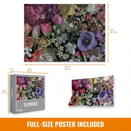 Cloudberries Flowers Jigsaw: Premium, 1000 Piece Flower Jigsaw Puzzles for Adults, Floral Puzzle with Realistic Flowers and Garden Theme [PUZZLE]