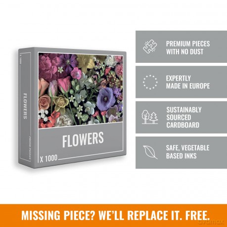 Cloudberries Flowers Jigsaw: Premium, 1000 Piece Flower Jigsaw Puzzles for Adults, Floral Puzzle with Realistic Flowers and Garden Theme [PUZZLE]