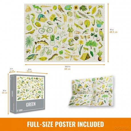 Cloudberries Green Puzzle, 1000 Piece Jigsaw Puzzles, Puzzles for Adults, Jigsaws 1000 Pieces for Adults, Puzzle Presents for Adults, Green Puzzle with Animals, Flowers, Plants and Nature Scenes [PUZZLE]