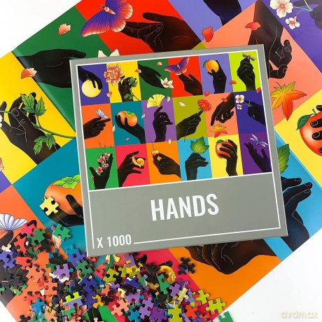 Cloudberries Hands Puzzle: Premium 1000 Piece Rainbow Jigsaw Puzzles for Adults, Elegant Black Hands with Flowers, Insects and Fruit, Made in Europe, Free Poster Included [PUZZLE]
