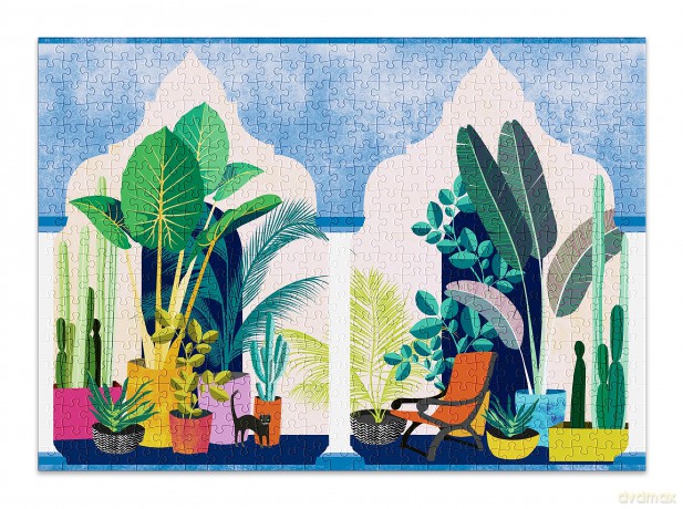 Cloudberries Hideaway - Fun, Modern 500-Piece Jigsaw Puzzle for Adults Featuring a Cool Houseplant and Cactus Theme [PUZZLE]