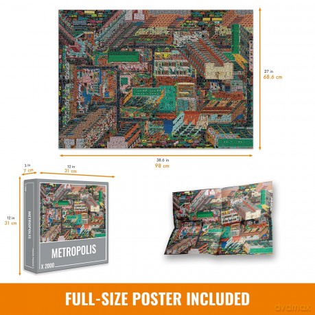 Cloudberries Metropolis, Mega Detailed 2000 Piece Jigsaw Puzzles for Adults with Cool 3D City Map and Architecture Theme [PUZZLE]