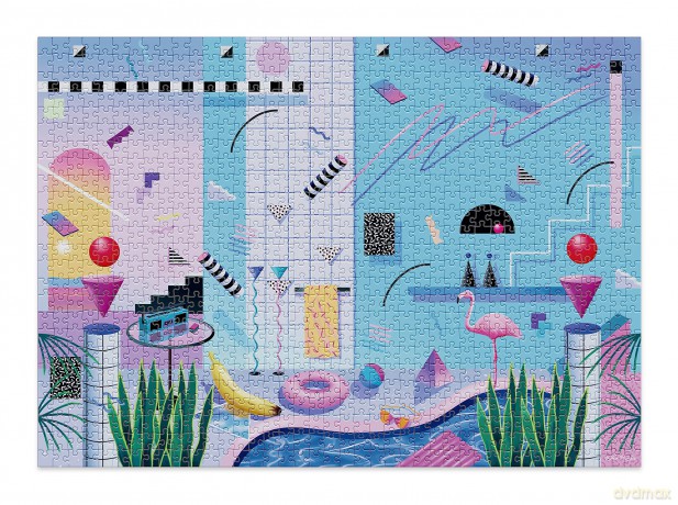 Cloudberries Poolside Puzzle, Premium 1000 Piece Jigsaw Puzzles for Adults with Cool, Retro 1980s Swimming Pool Design, Holiday Puzzles, Summer Puzzles [PUZZLE]