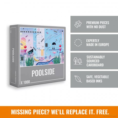 Cloudberries Poolside Puzzle, Premium 1000 Piece Jigsaw Puzzles for Adults with Cool, Retro 1980s Swimming Pool Design, Holiday Puzzles, Summer Puzzles [PUZZLE]