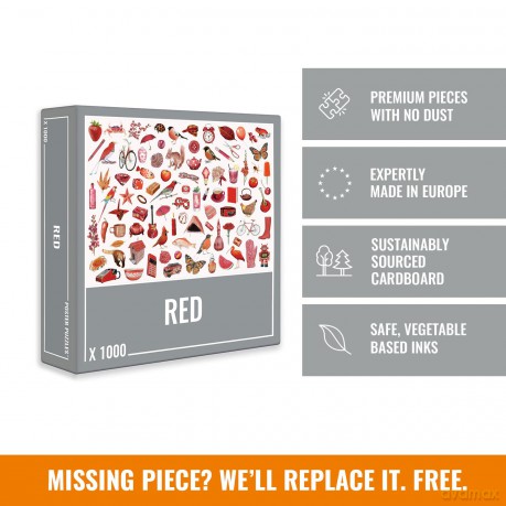 Cloudberries Red Jigsaw Puzzle, 1000 Piece Jigsaw Puzzles for Adults, Red Illustrated Puzzle Packed with Flowers, Birds and Plants, Beautiful Puzzles for Adults [PUZZLE]