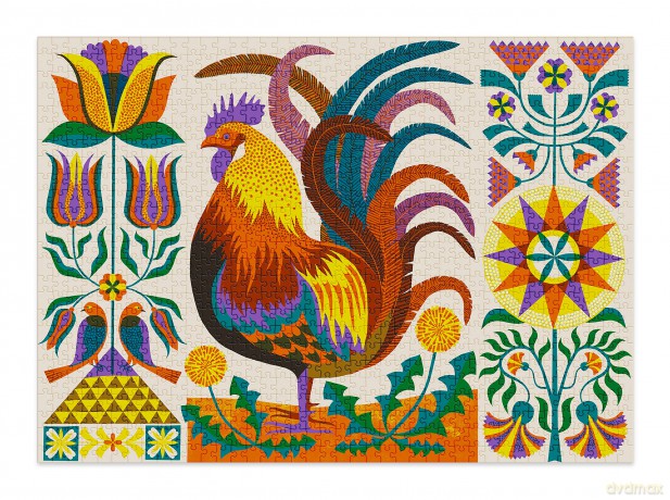 Cloudberries Rooster Puzzle - Beautifully Illustrated 1000-Piece Chicken Jigsaw Puzzle for Adults, Featuring Flowers, Birds and Vivid Orange and Yellow Colours, Bird Puzzles for Adults 1000 Pieces [PUZZLE]