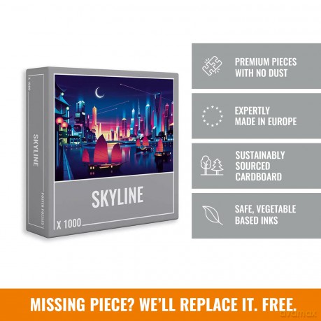Cloudberries Skyline Puzzle, Hard 1000 Piece Jigsaw Puzzles for Adults with Cool Neon Colours, Difficult Puzzles, City Puzzles for Adults 1000 [PUZZLE]