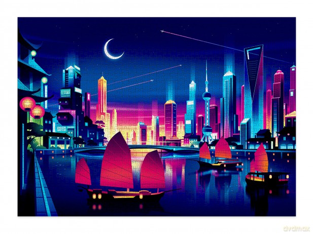 Cloudberries Skyline Puzzle, Hard 1000 Piece Jigsaw Puzzles for Adults with Cool Neon Colours, Difficult Puzzles, City Puzzles for Adults 1000 [PUZZLE]
