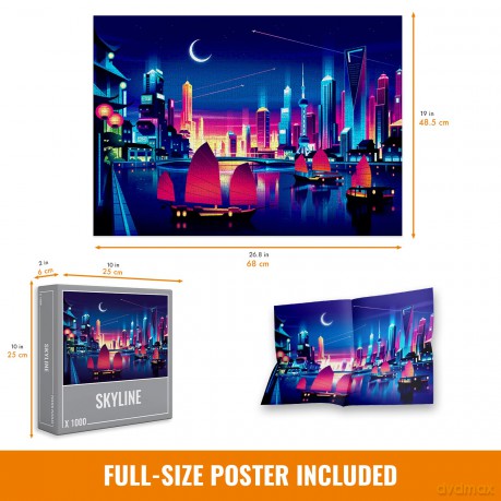 Cloudberries Skyline Puzzle, Hard 1000 Piece Jigsaw Puzzles for Adults with Cool Neon Colours, Difficult Puzzles, City Puzzles for Adults 1000 [PUZZLE]