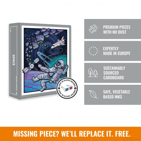 Cloudberries Space Puzzle, Cool 3D Space Jigsaw Puzzle, 500 Piece Solar System Jigsaw with an Astronaut, Space Shuttle and Planets, 3D Jigsaw Puzzles for Adults [PUZZLE]