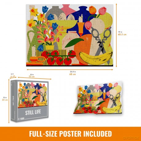 Cloudberries Still Life Jigsaw Puzzle - Premium 1000 Piece Fine Art Jigsaw Puzzle for Adults by Cloudberries, With Beautiful Flowers and Cool Collage Effect [PUZZLE]