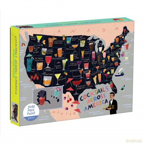 Cocktail Map Of The USA 1000 Piece Puzzle - Sarah McMenemy [KALENDARZ]