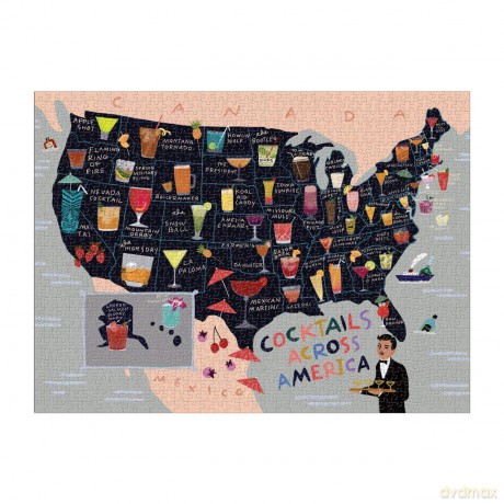 Cocktail Map Of The USA 1000 Piece Puzzle - Sarah McMenemy [KALENDARZ]