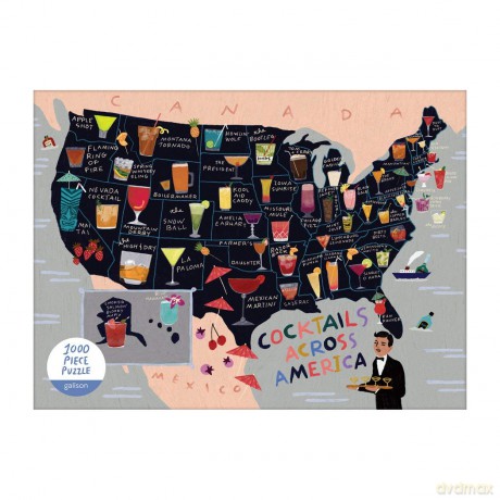 Cocktail Map Of The USA 1000 Piece Puzzle - Sarah McMenemy [KALENDARZ]