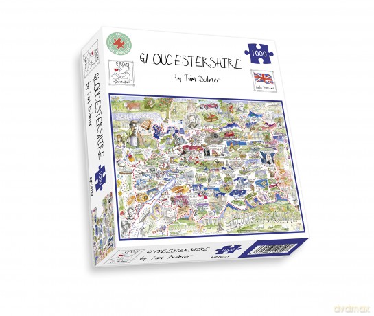 Comical Map Of Gloucestershire, Artwork By Tim Bulmer - 1000 Piece Puzzle For Adults, Large Puzzle 66cm X 50cm In Size. Challenging To Complete But Fun And Humorous [PUZZLE]