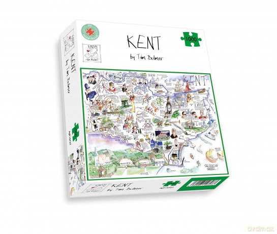 Comical Map Of Kent By Tim Bulmer - 1000 Piece Puzzle For Adults, Large Puzzle 66cm X 50cm In Size. Challenging To Complete But Fun And Humorous [PUZZLE]