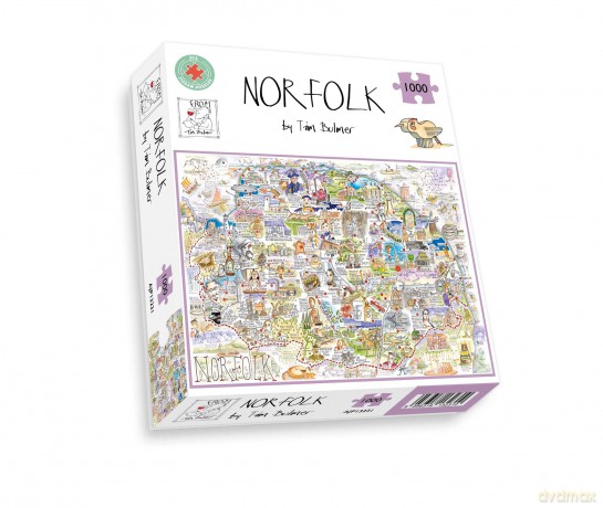 Comical Map Of Norfolk By Tim Bulmer - 1000 Piece Puzzle For Adults, Large Puzzle 66cm X 50cm In Size. Challenging To Complete But Fun And Humorous [PUZZLE]
