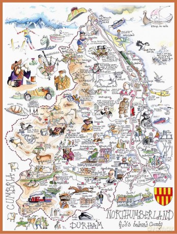 Comical Map Of Northumberland, Artwork By Tim Bulmer - 1000 Piece Puzzle For Adults, Large Puzzle 66cm X 50cm In Size. Challenging To Complete But Fun And Humorous. Makes A Great Gift For Birthdays [PUZZLE]